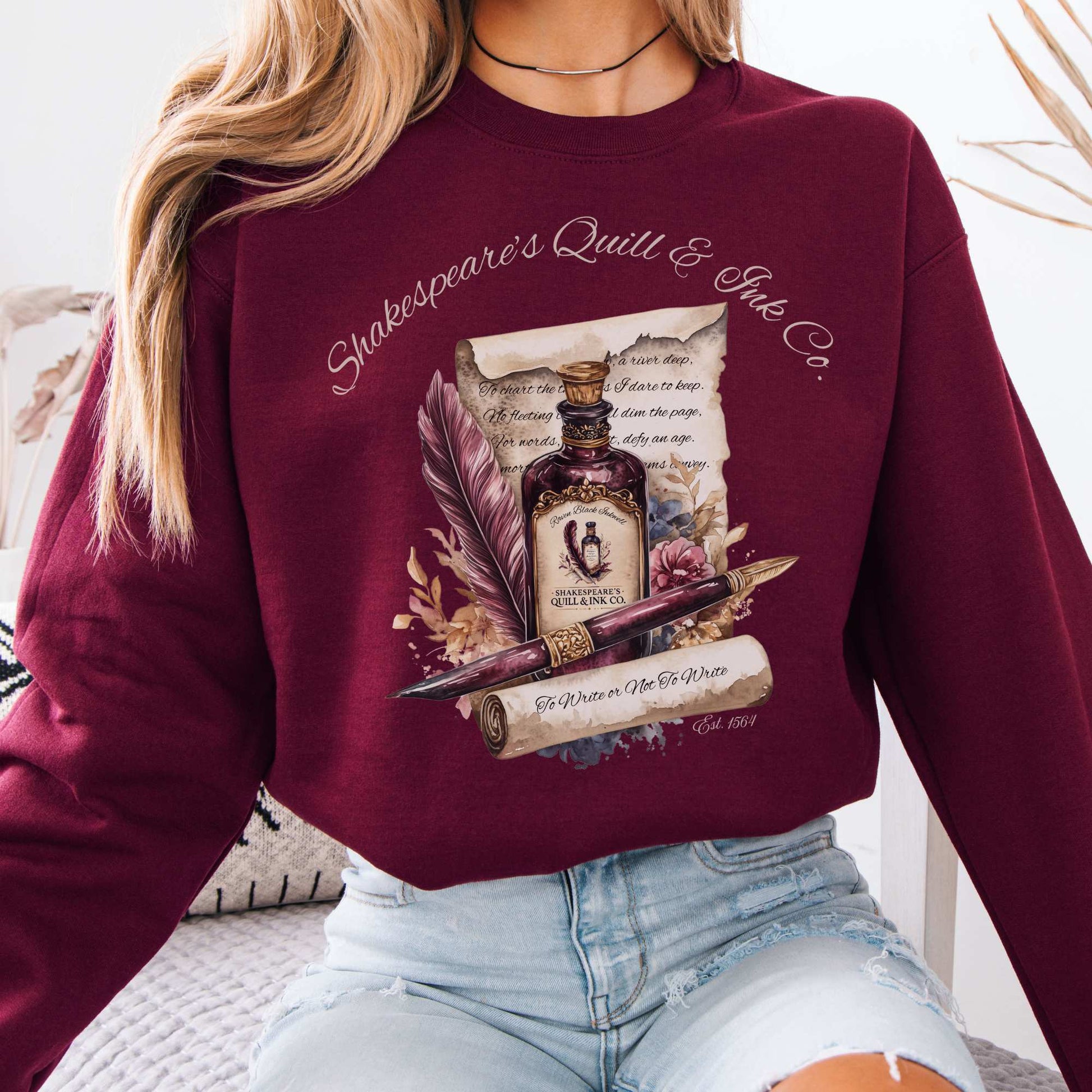 Shakespeare's Quill & Ink Co. Sweatshirt Maroon / S Sweatshirt The Mystic Eden Bookish Book Lovers