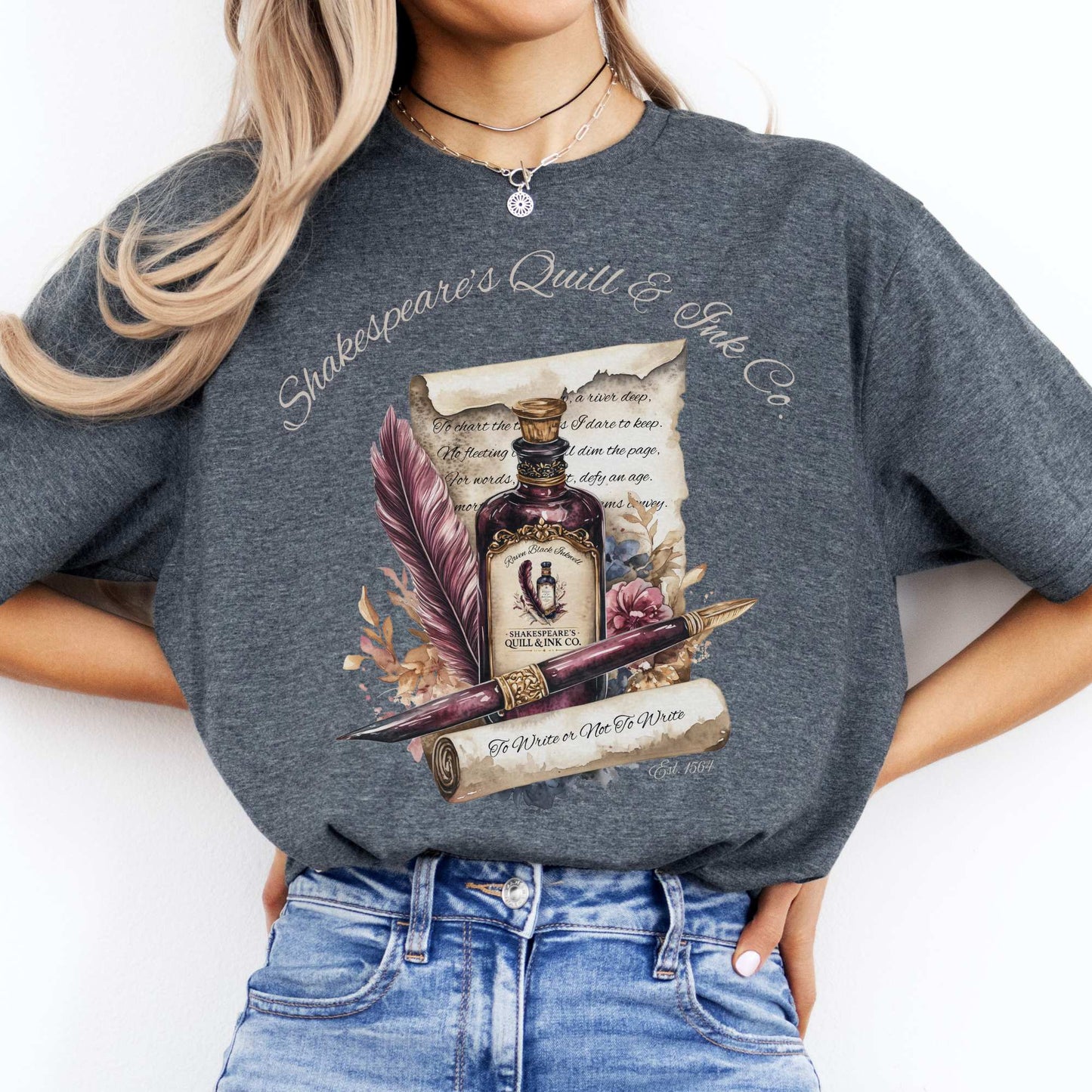 Shakespeare's Quill & Ink Co. Tee Dark Heather / S T-Shirt The Mystic Eden Bookish Book Lovers