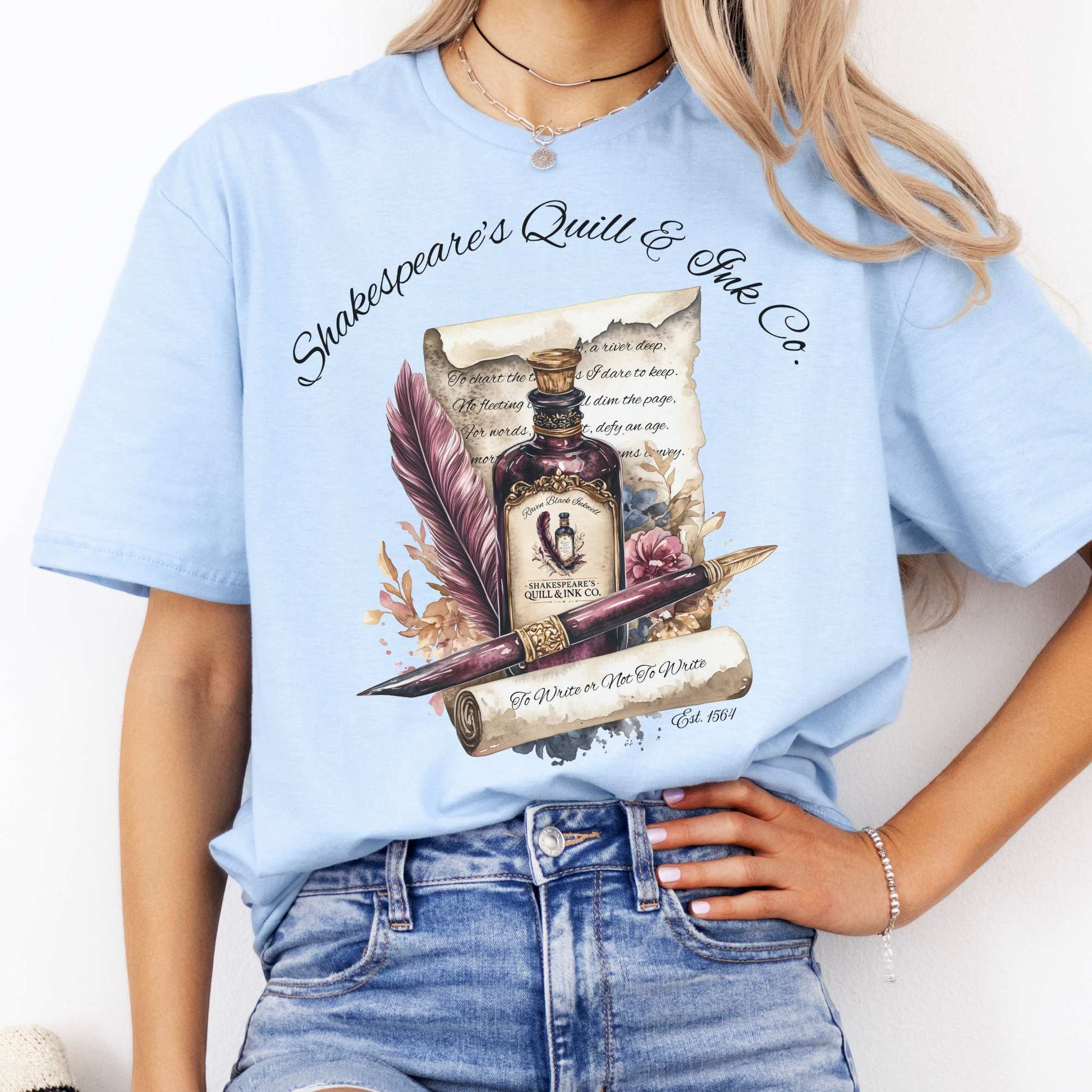 Shakespeare's Quill & Ink Co. Tee Light Blue / S T-Shirt The Mystic Eden Bookish Book Lovers