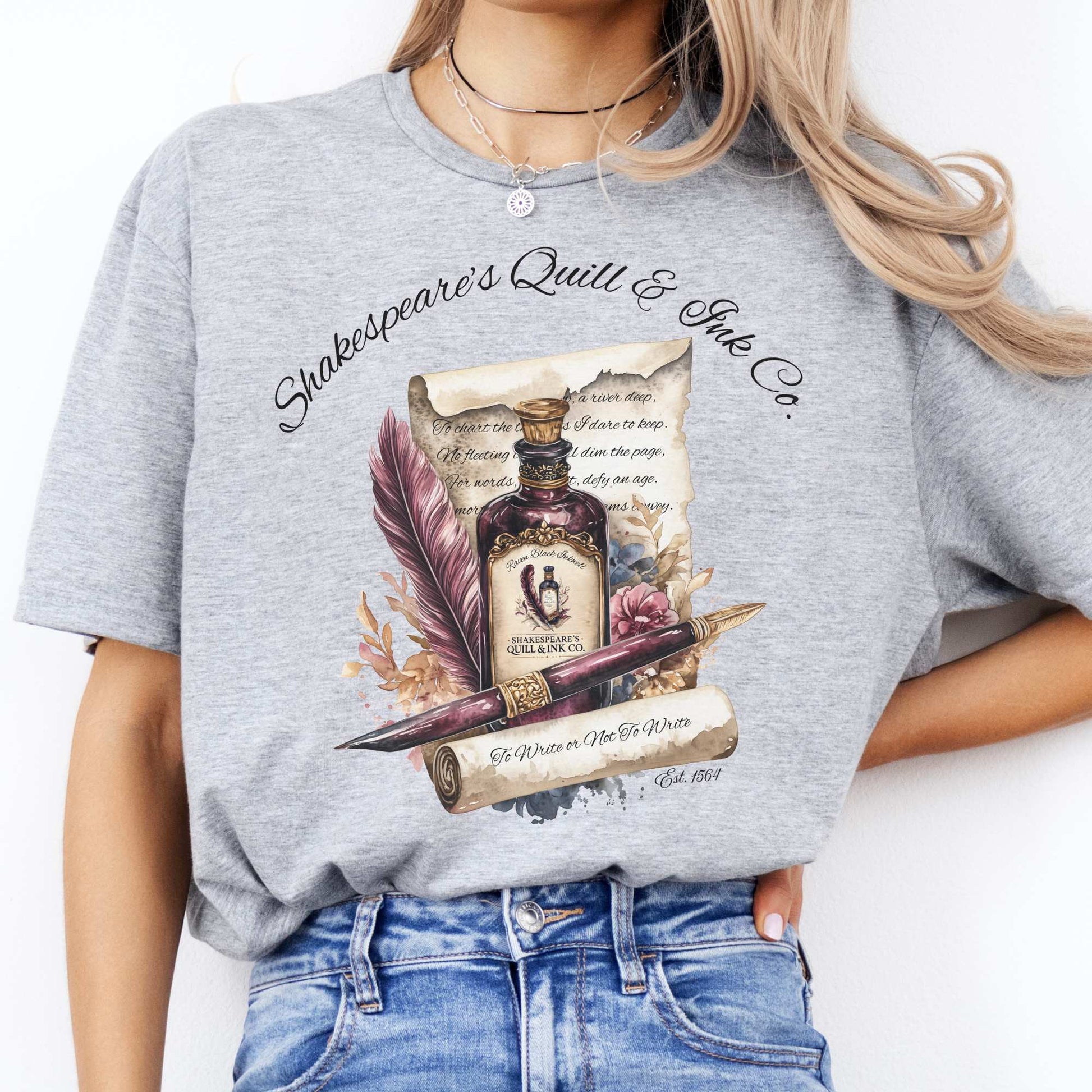 Shakespeare's Quill & Ink Co. Tee Sport Grey / S T-Shirt The Mystic Eden Bookish Book Lovers