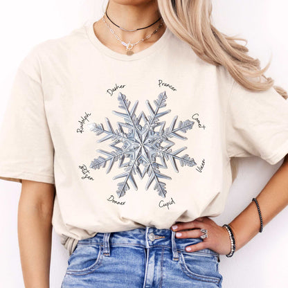 Snowflake Reindeer Christmas Tee Natural / S T-Shirt The Mystic Eden Bookish Book Lovers