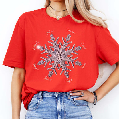 Snowflake Reindeer Christmas Tee Red / S T-Shirt The Mystic Eden Bookish Book Lovers