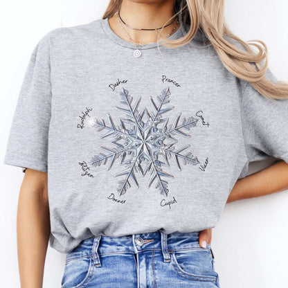 Snowflake Reindeer Christmas Tee Sport Grey / S T-Shirt The Mystic Eden Bookish Book Lovers