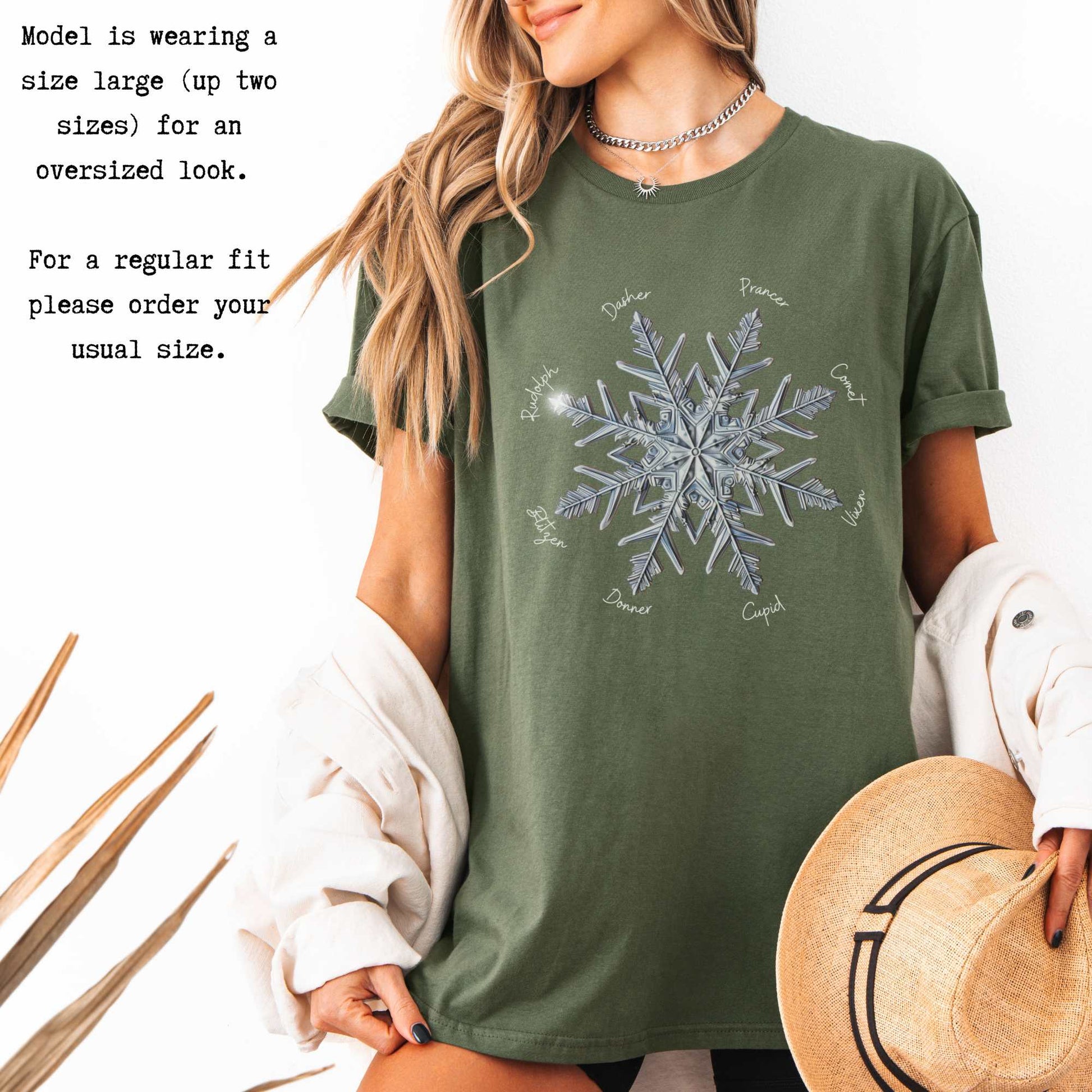 Snowflake Reindeer Christmas Tee T-Shirt The Mystic Eden Bookish Book Lovers