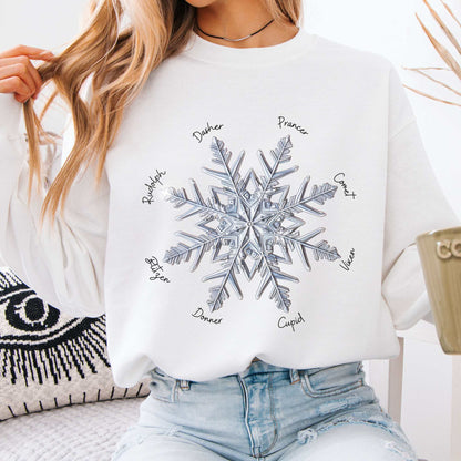 Snowflake Santa's Reindeer Christmas Sweatshirt White / S Sweatshirt The Mystic Eden Bookish Book Lovers