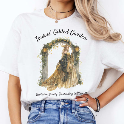 Taurus' Gilded Garden Zodiac Shirt White / S T-Shirt The Mystic Eden Bookish Book Lovers