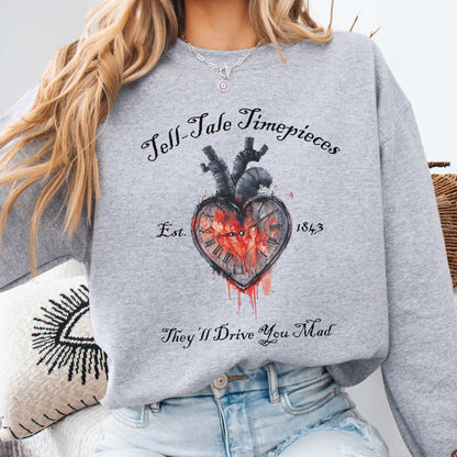 Tell-Tale Timepieces Edgar Allan Poe Sweatshirt Sport Grey / S Sweatshirt The Mystic Eden Bookish Book Lovers