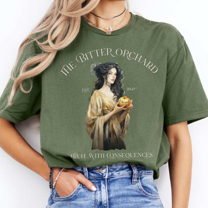 The Bitter Orchard T-Shirt – Fruit With Consequences Military Green / S T-Shirt The Mystic Eden Bookish Book Lovers