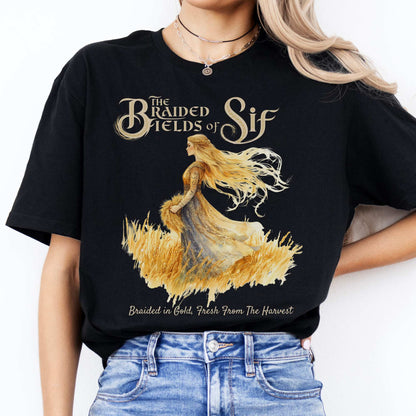 The Braided Fields of Sif Norse Goddess Shirt Black / S T-Shirt The Mystic Eden Bookish Book Lovers
