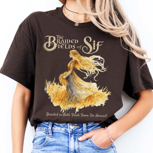 The Braided Fields of Sif Norse Goddess Shirt Dark Chocolate / S T-Shirt The Mystic Eden Bookish Book Lovers