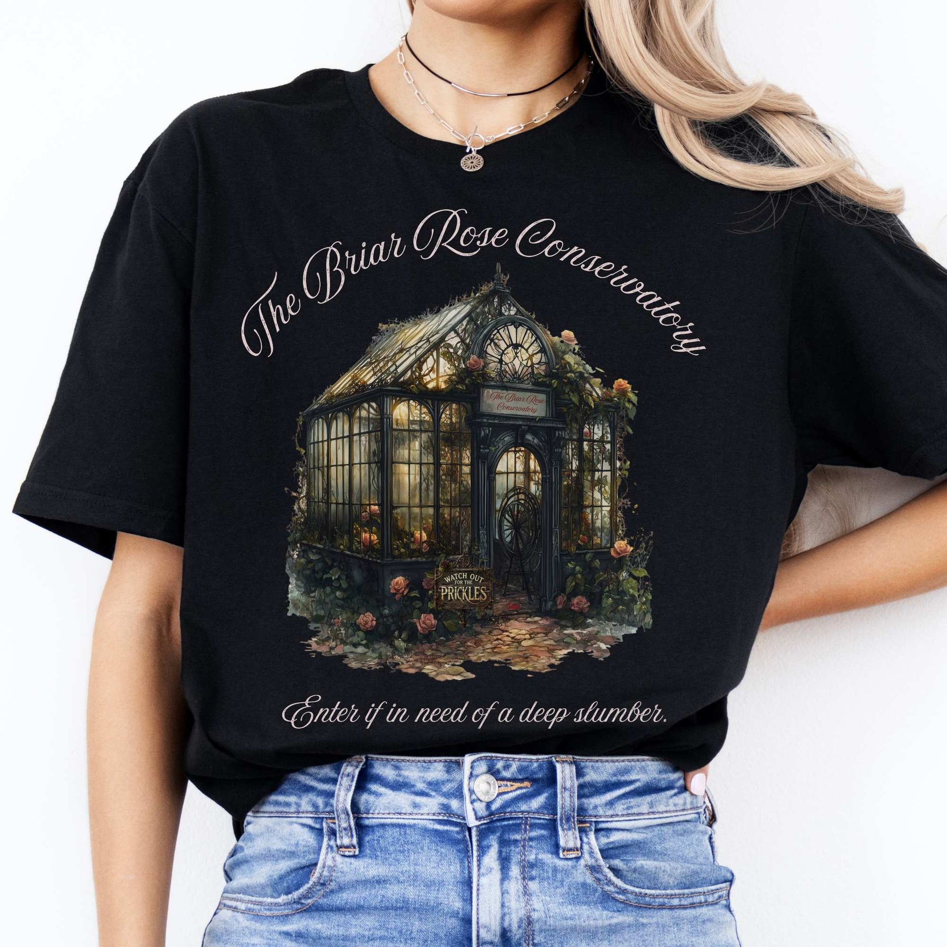 The Briar Rose Conservatory Fairytale Shirt Black / S T-Shirt The Mystic Eden Bookish Book Lovers