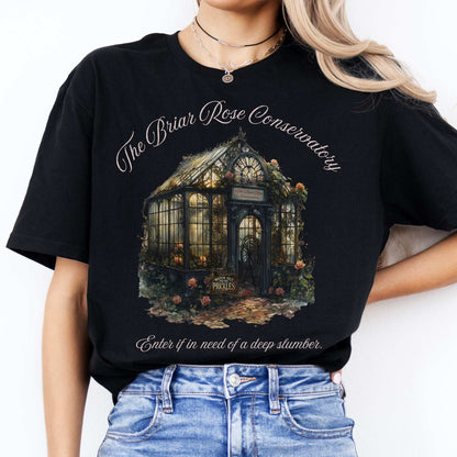 The Briar Rose Conservatory Fairytale Shirt Black / S T-Shirt The Mystic Eden Bookish Book Lovers
