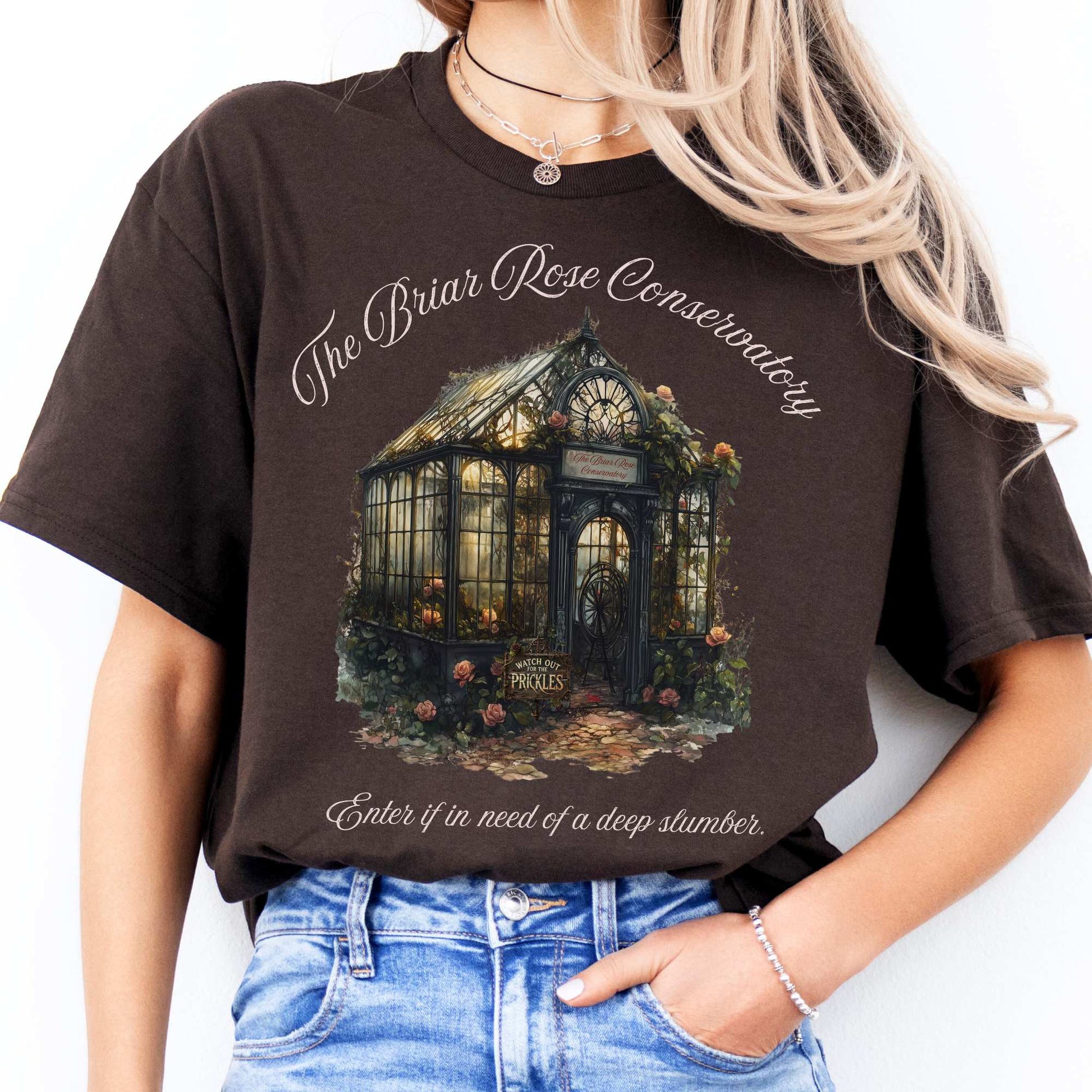 The Briar Rose Conservatory Fairytale Shirt Dark Chocolate / S T-Shirt The Mystic Eden Bookish Book Lovers