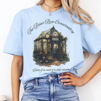 The Briar Rose Conservatory Fairytale Shirt Light Blue / S T-Shirt The Mystic Eden Bookish Book Lovers