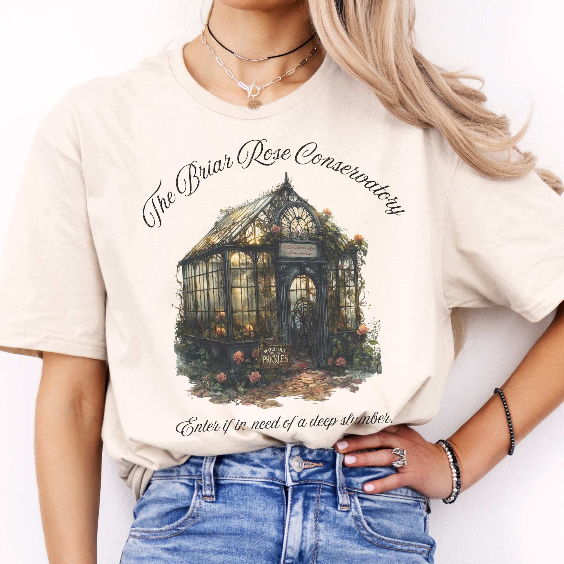 The Briar Rose Conservatory Fairytale Shirt Natural / S T-Shirt The Mystic Eden Bookish Book Lovers