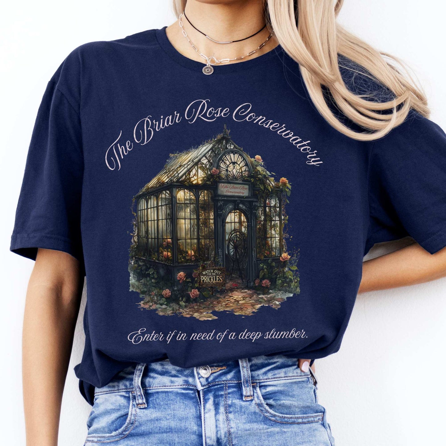 The Briar Rose Conservatory Fairytale Shirt Navy / S T-Shirt The Mystic Eden Bookish Book Lovers