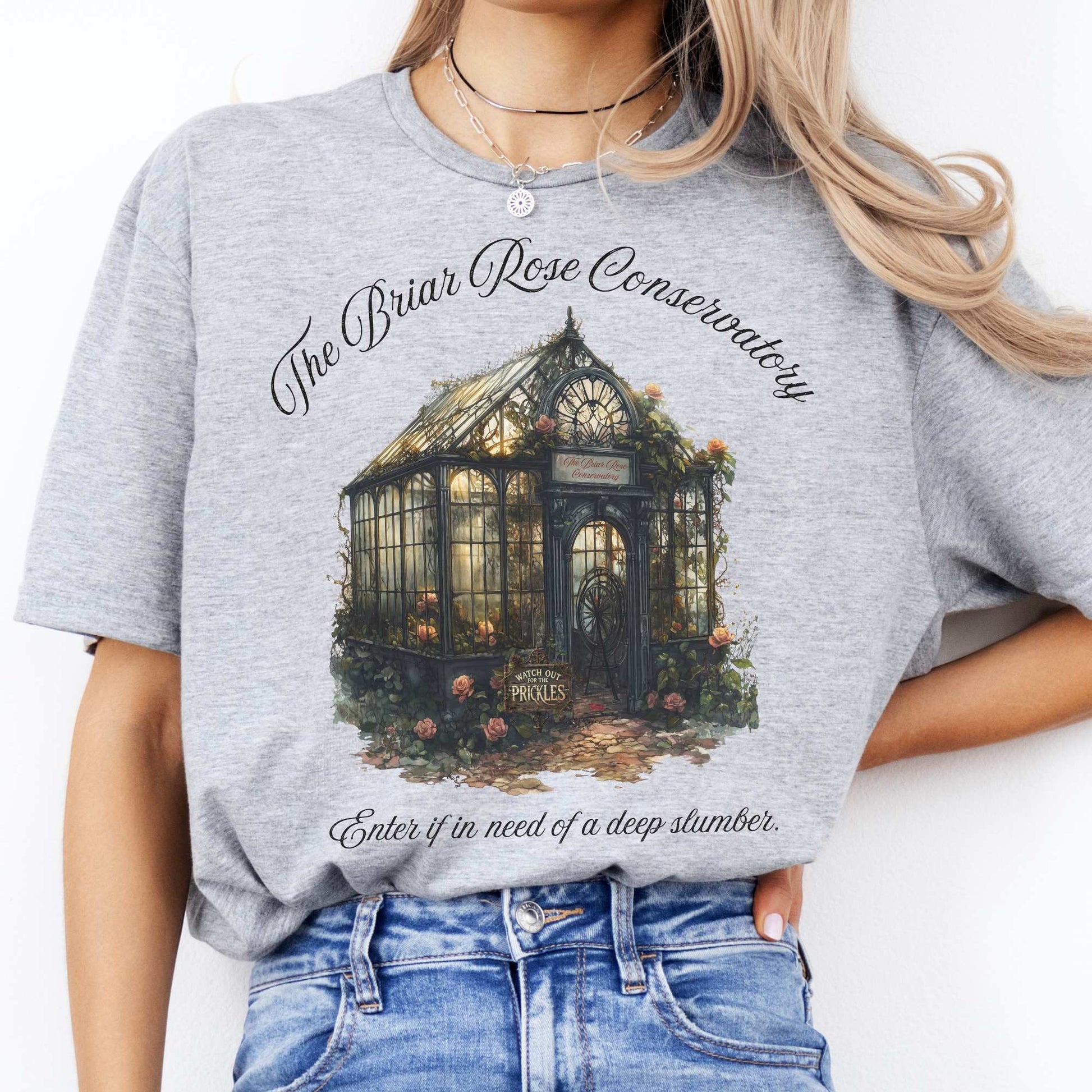 The Briar Rose Conservatory Fairytale Shirt Sport Grey / S T-Shirt The Mystic Eden Bookish Book Lovers