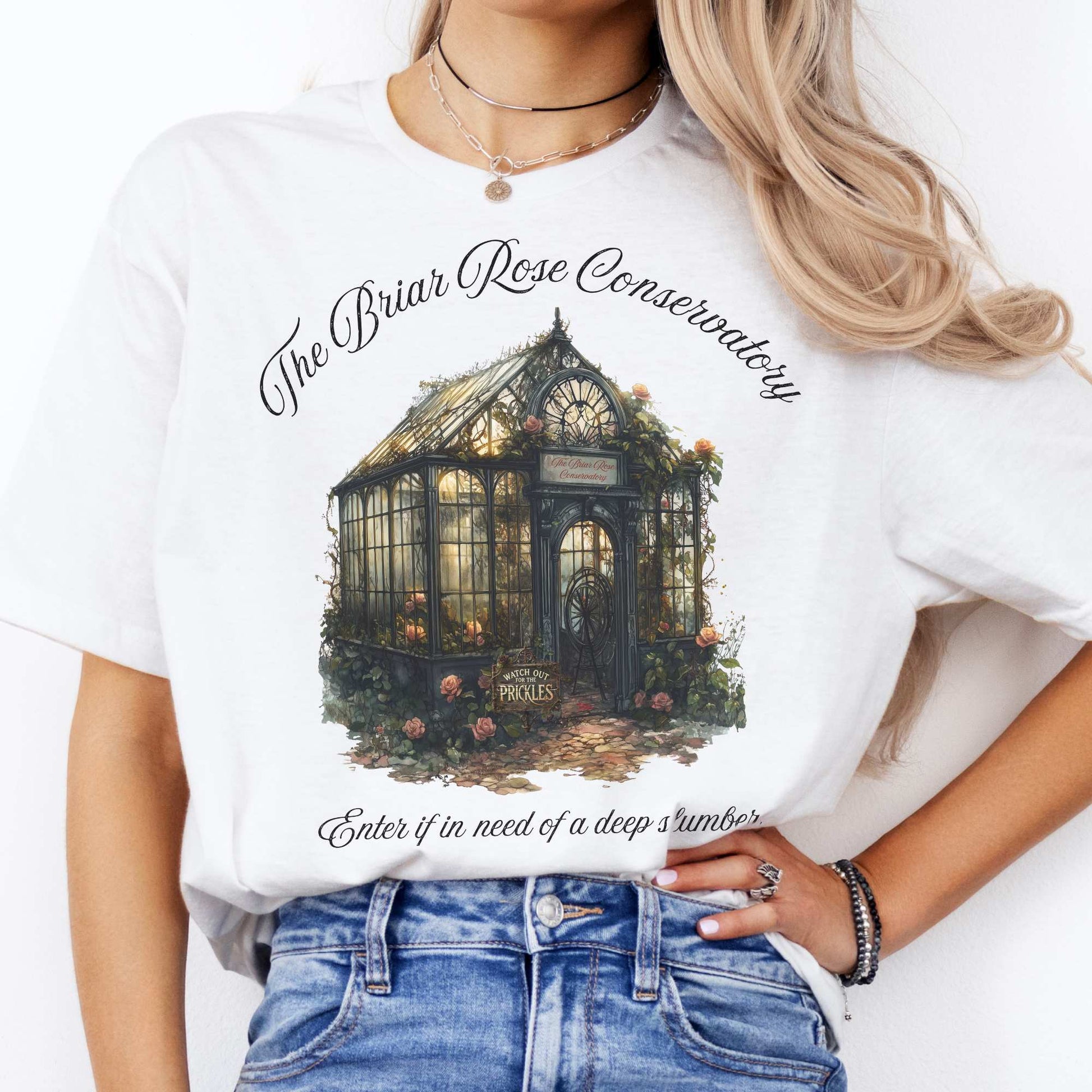 The Briar Rose Conservatory Fairytale Shirt White / S T-Shirt The Mystic Eden Bookish Book Lovers