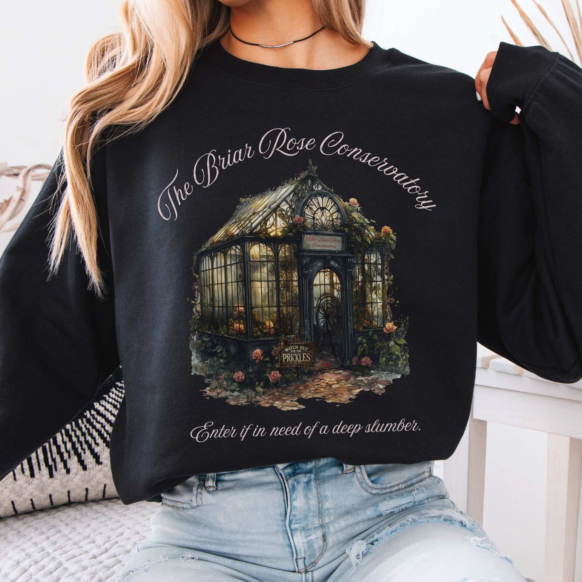 The Briar Rose Conservatory Fairytale Sweatshirt Black / S Sweatshirt The Mystic Eden Bookish Book Lovers