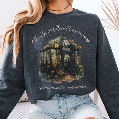 The Briar Rose Conservatory Fairytale Sweatshirt Dark Heather / S Sweatshirt The Mystic Eden Bookish Book Lovers