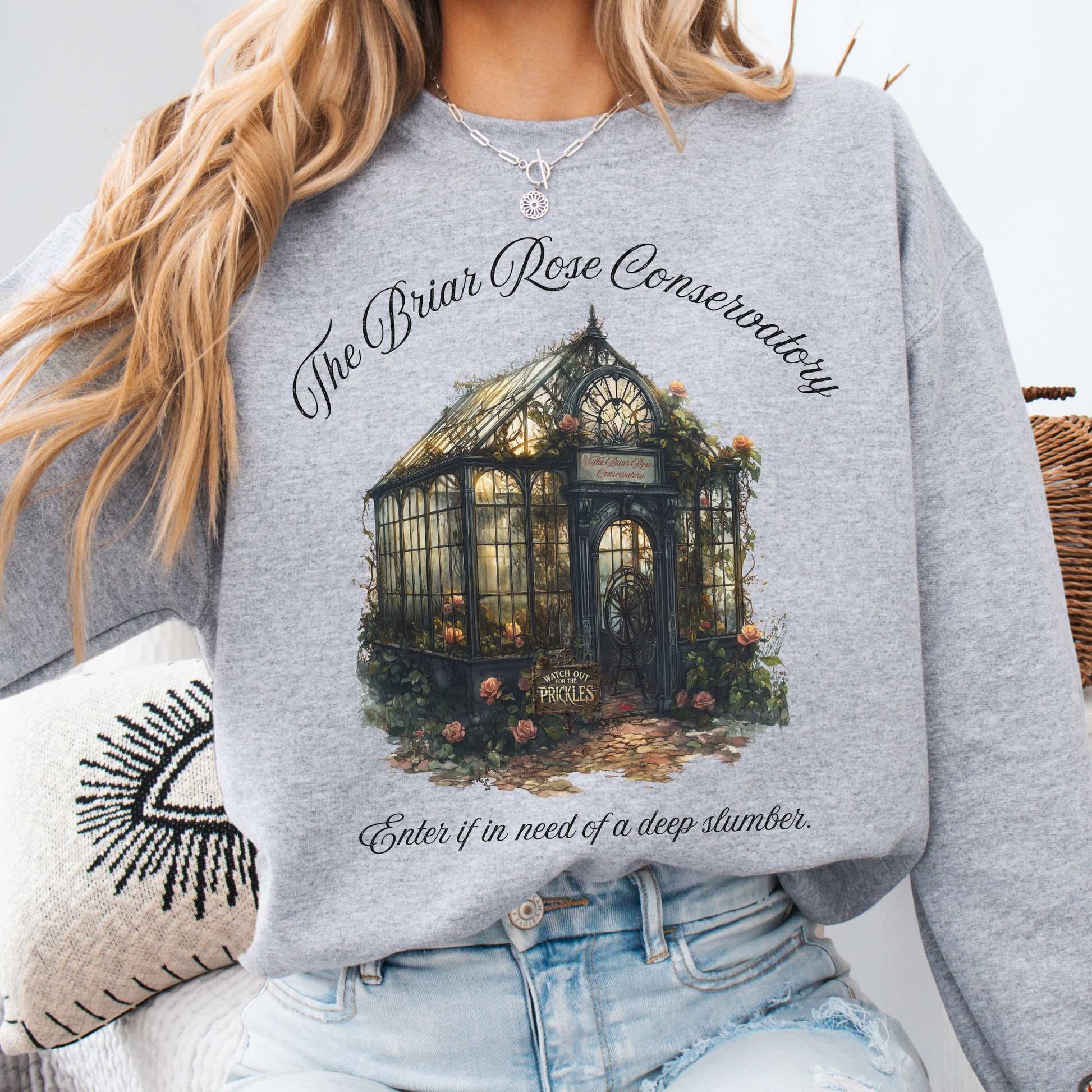 The Briar Rose Conservatory Fairytale Sweatshirt Sport Grey / S Sweatshirt The Mystic Eden Bookish Book Lovers