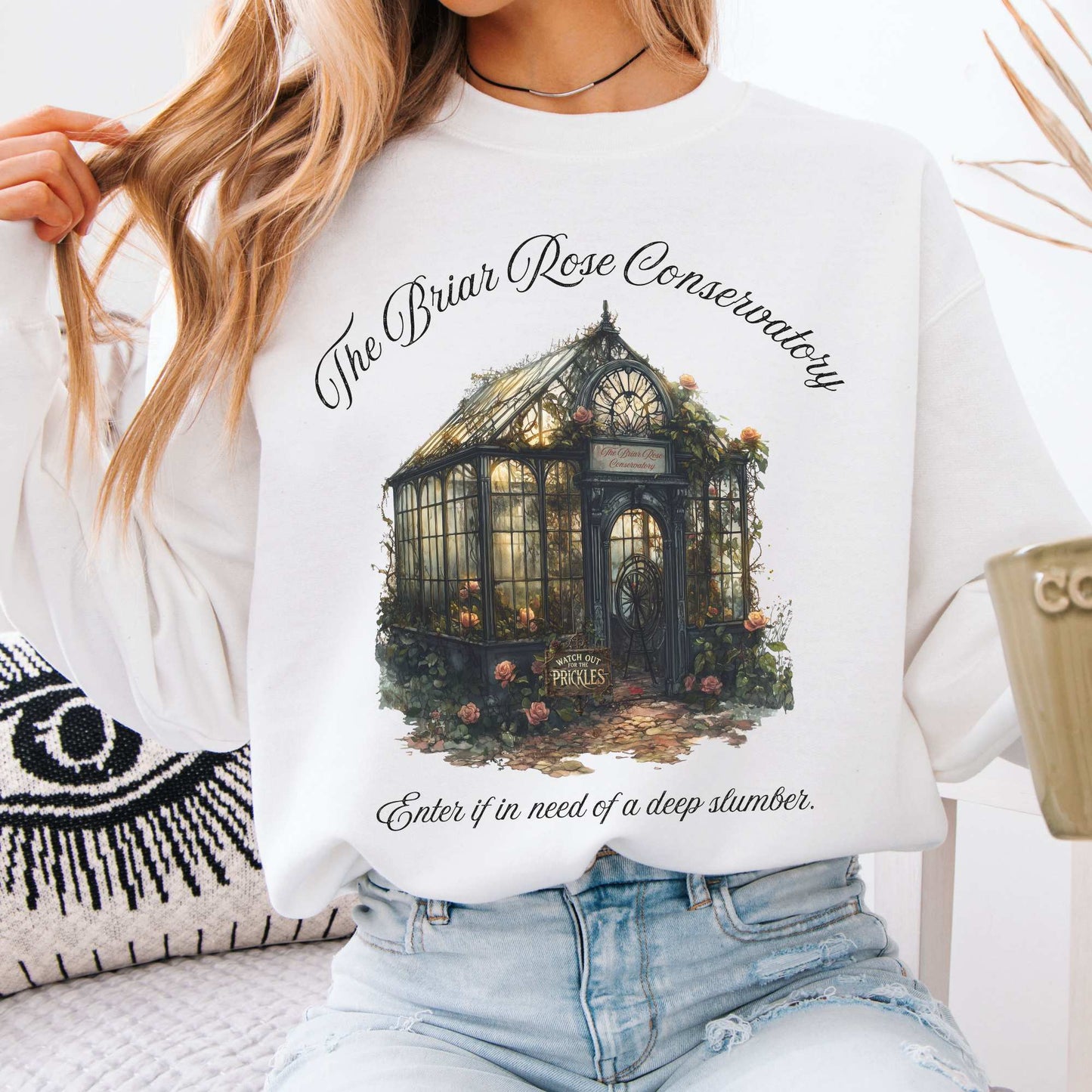 The Briar Rose Conservatory Fairytale Sweatshirt White / S Sweatshirt The Mystic Eden Bookish Book Lovers