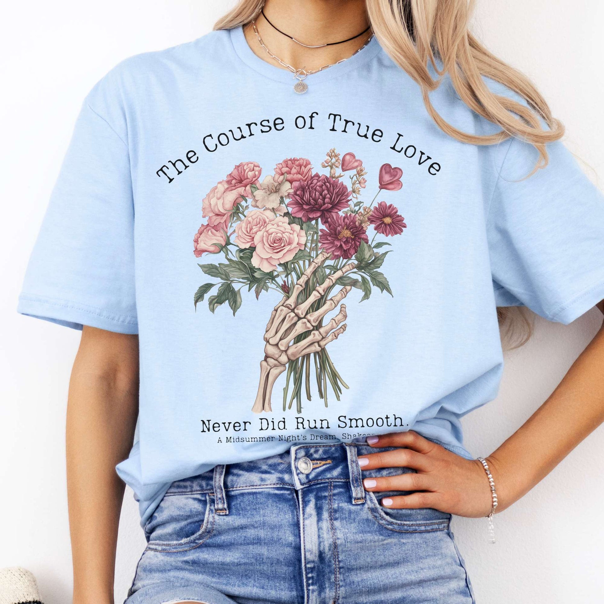 The Course of True Love Never Did Run Smooth - Shakespeare Shirt Light Blue / S T-Shirt The Mystic Eden Bookish Book Lovers