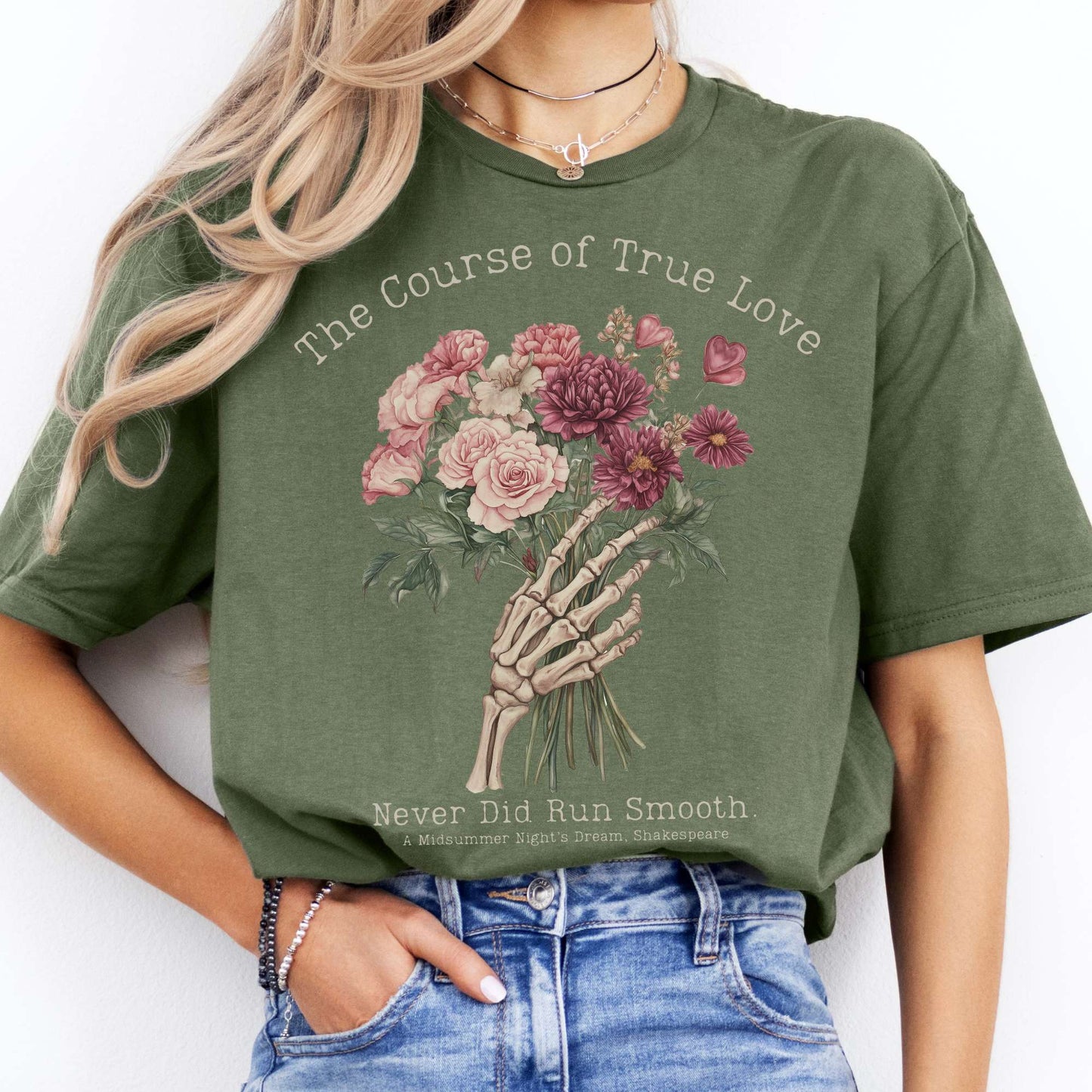The Course of True Love Never Did Run Smooth - Shakespeare Shirt Military Green / S T-Shirt The Mystic Eden Bookish Book Lovers