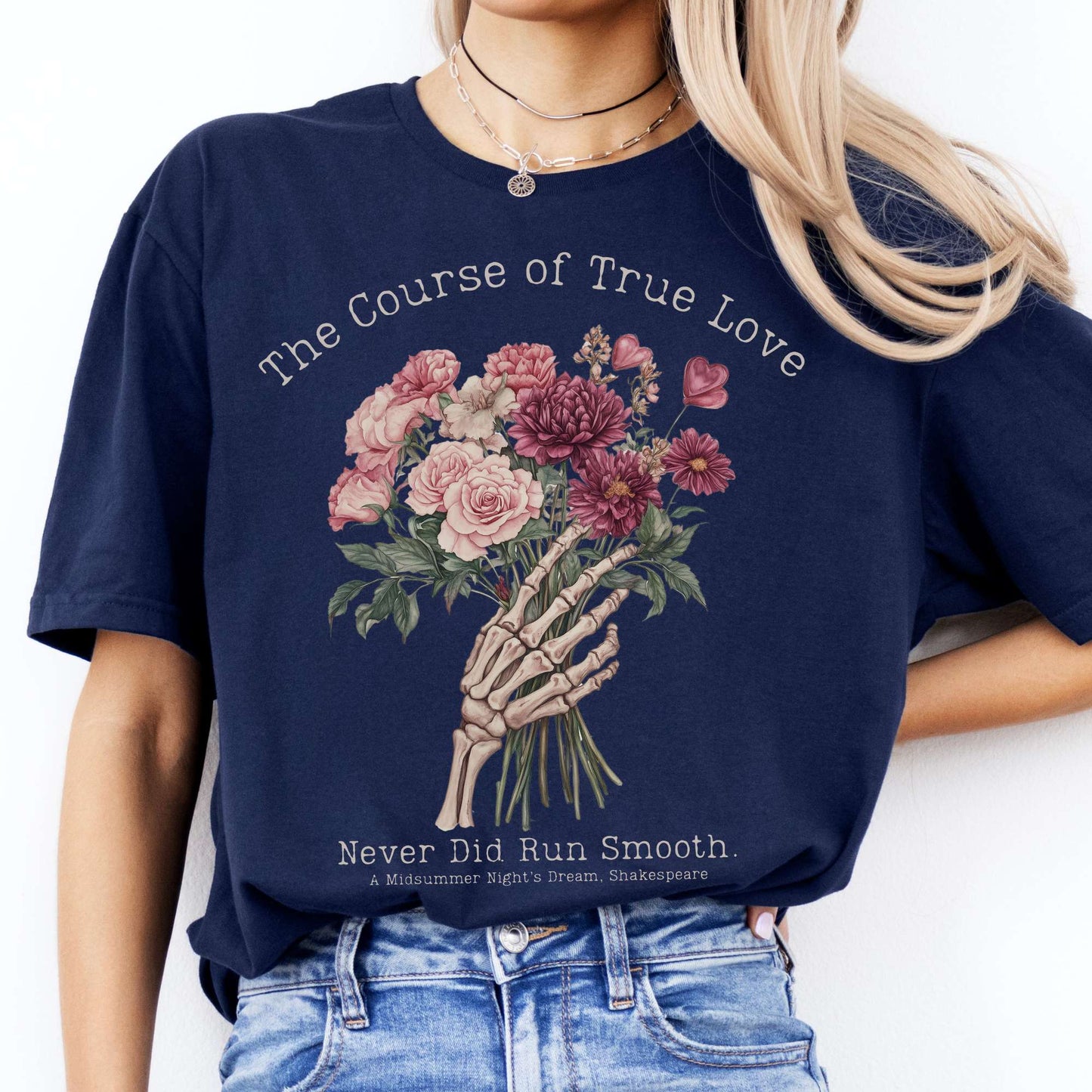 The Course of True Love Never Did Run Smooth - Shakespeare Shirt Navy / S T-Shirt The Mystic Eden Bookish Book Lovers