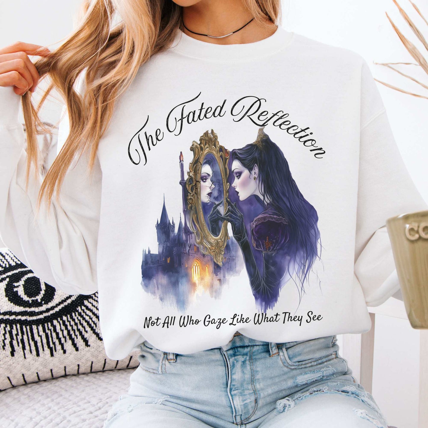 The Fated Reflection Fairytale Sweatshirt White / S Sweatshirt The Mystic Eden Bookish Book Lovers