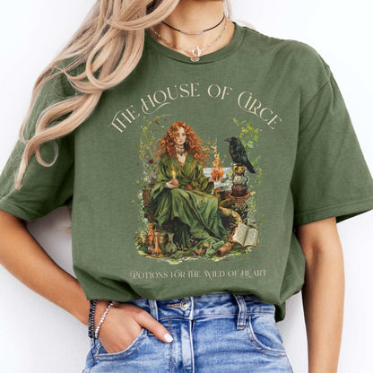 The House of Circe T-Shirt – Potions & Magic Tee Military Green / S T-Shirt The Mystic Eden Bookish Book Lovers