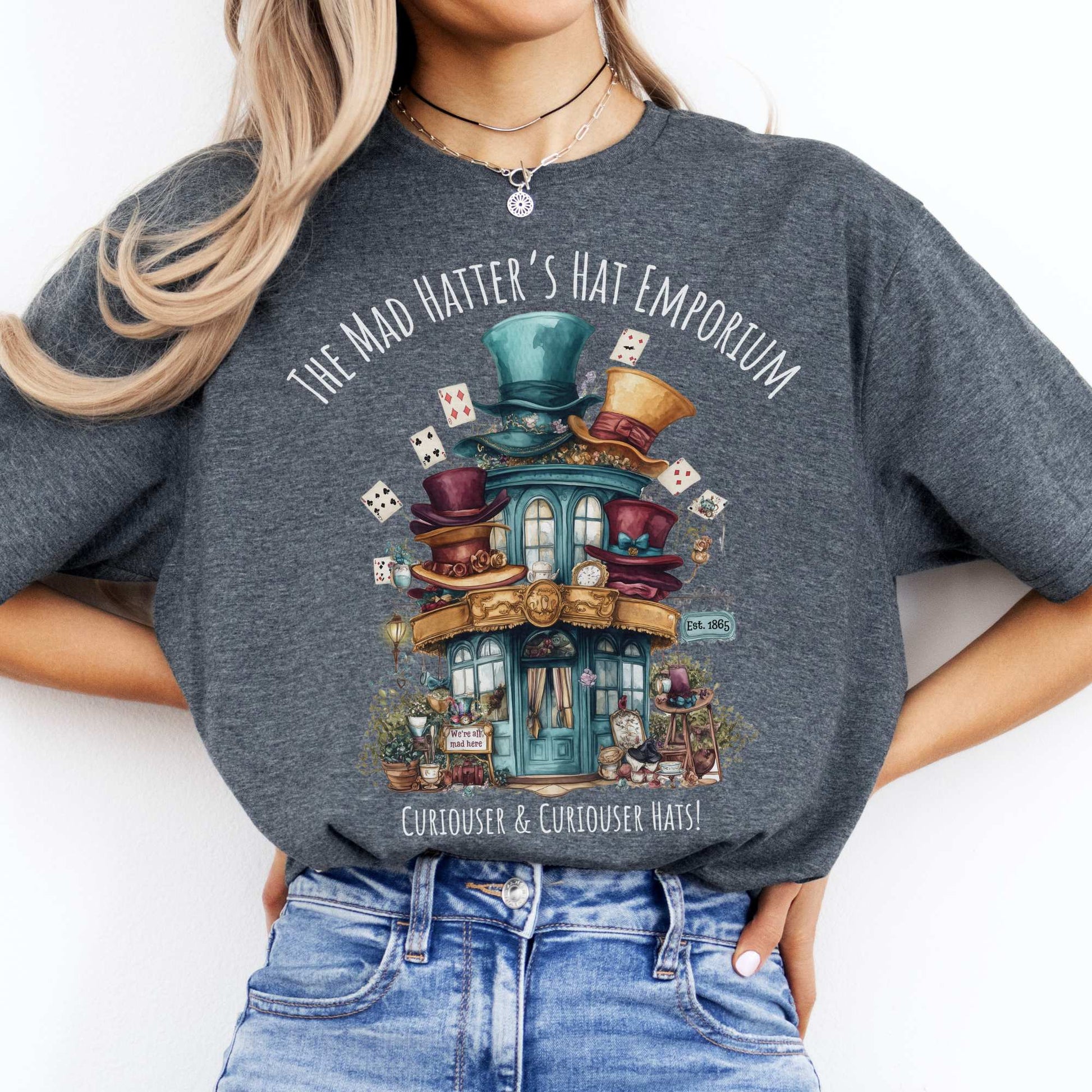 The Mad Hatter's Hat Emporium Shirt Dark Heather / S T-Shirt The Mystic Eden Bookish Book Lovers