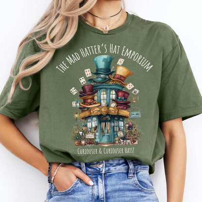 The Mad Hatter's Hat Emporium Shirt Military Green / S T-Shirt The Mystic Eden Bookish Book Lovers