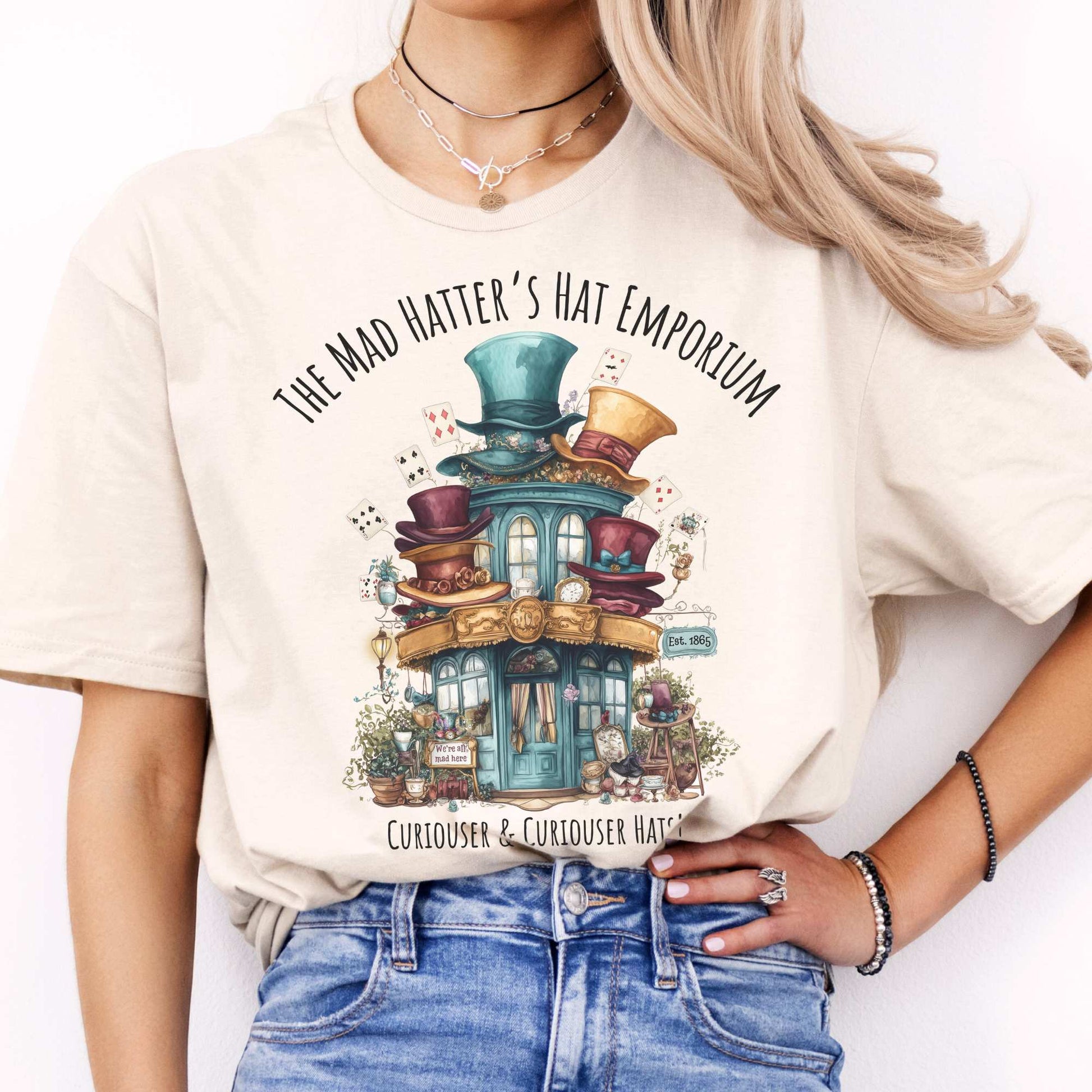The Mad Hatter's Hat Emporium Shirt Natural / S T-Shirt The Mystic Eden Bookish Book Lovers