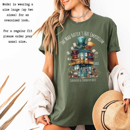 The Mad Hatter's Hat Emporium Shirt T-Shirt The Mystic Eden Bookish Book Lovers