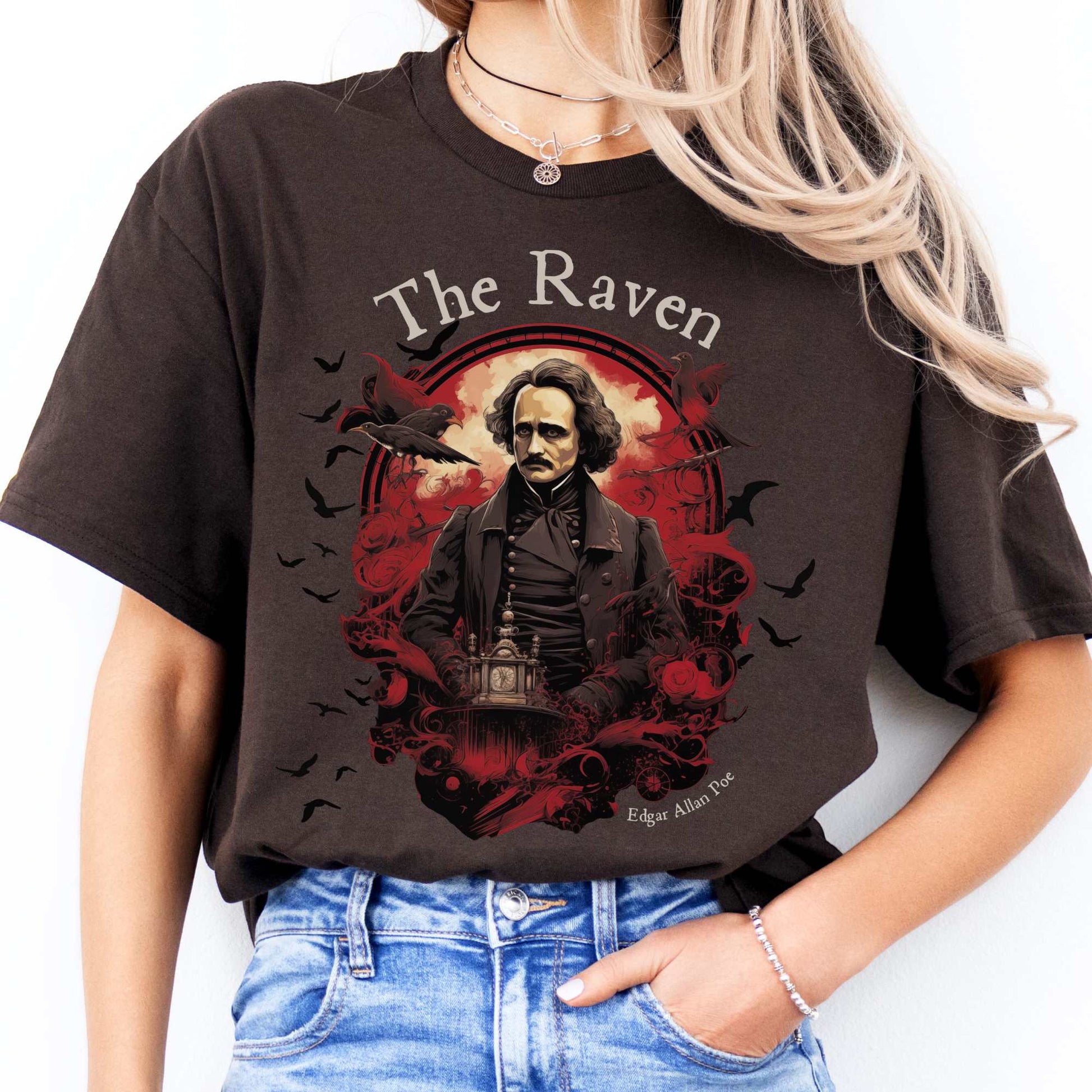 The Raven Edgar Allan Poe Shirt Dark Chocolate / S T-Shirt The Mystic Eden Bookish Book Lovers