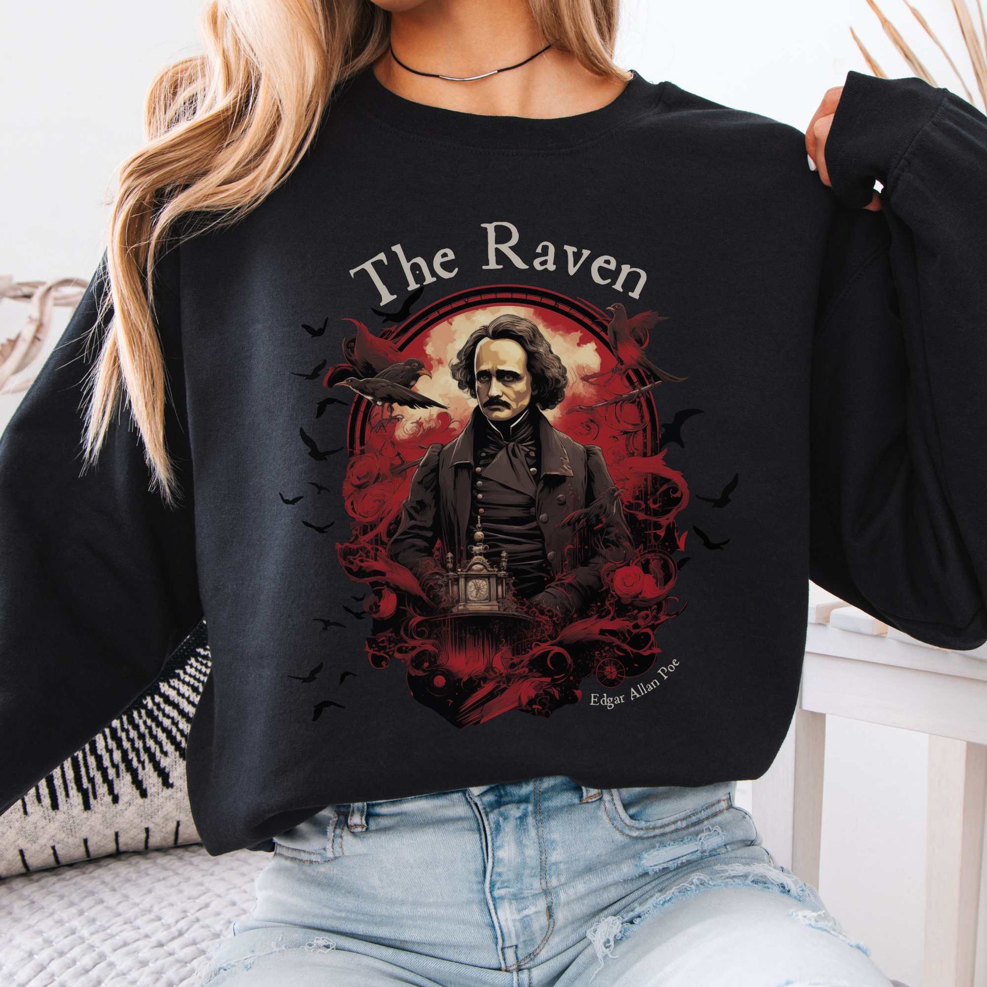 The Raven Edgar Allan Poe Sweatshirt Black / S Sweatshirt The Mystic Eden Bookish Book Lovers