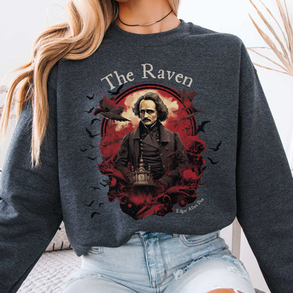 The Raven Edgar Allan Poe Sweatshirt Dark Heather / S Sweatshirt The Mystic Eden Bookish Book Lovers