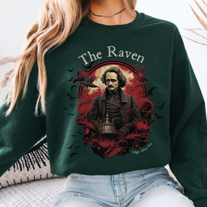 The Raven Edgar Allan Poe Sweatshirt Forest Green / S Sweatshirt The Mystic Eden Bookish Book Lovers