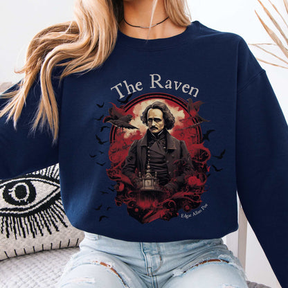 The Raven Edgar Allan Poe Sweatshirt Navy / S Sweatshirt The Mystic Eden Bookish Book Lovers