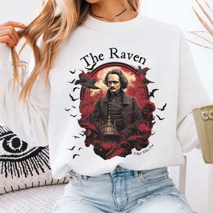The Raven Edgar Allan Poe Sweatshirt White / S Sweatshirt The Mystic Eden Bookish Book Lovers