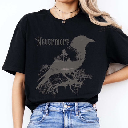 The Raven Nevermore Shirt Edgar Allan Poe Black / S T-Shirt The Mystic Eden Bookish Book Lovers