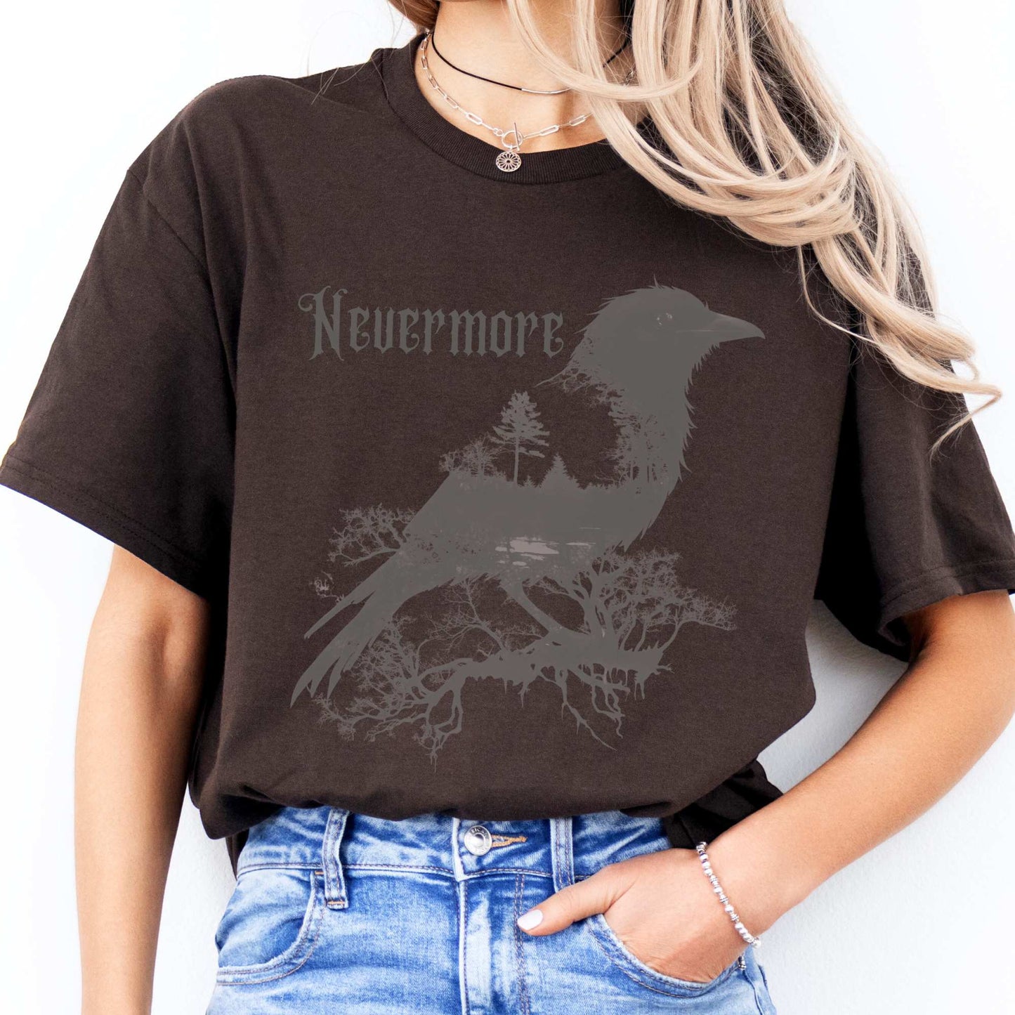 The Raven Nevermore Shirt Edgar Allan Poe Dark Chocolate / S T-Shirt The Mystic Eden Bookish Book Lovers