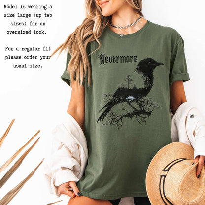 The Raven Nevermore Shirt Edgar Allan Poe T-Shirt The Mystic Eden Bookish Book Lovers