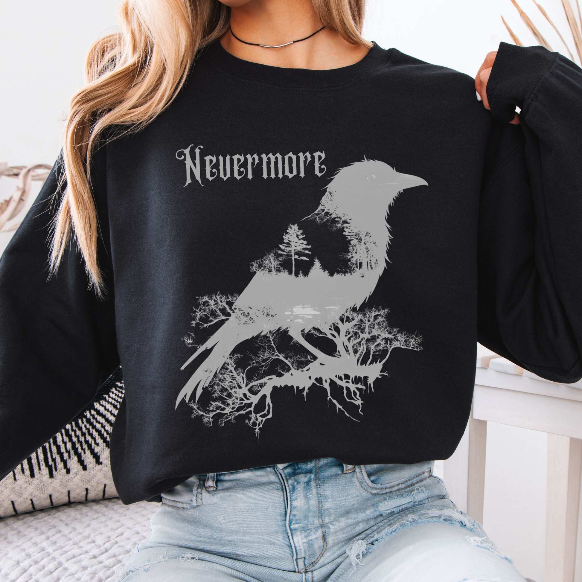 The Raven Nevermore Sweatshirt Edgar Allan Poe Black / S Sweatshirt The Mystic Eden Bookish Book Lovers