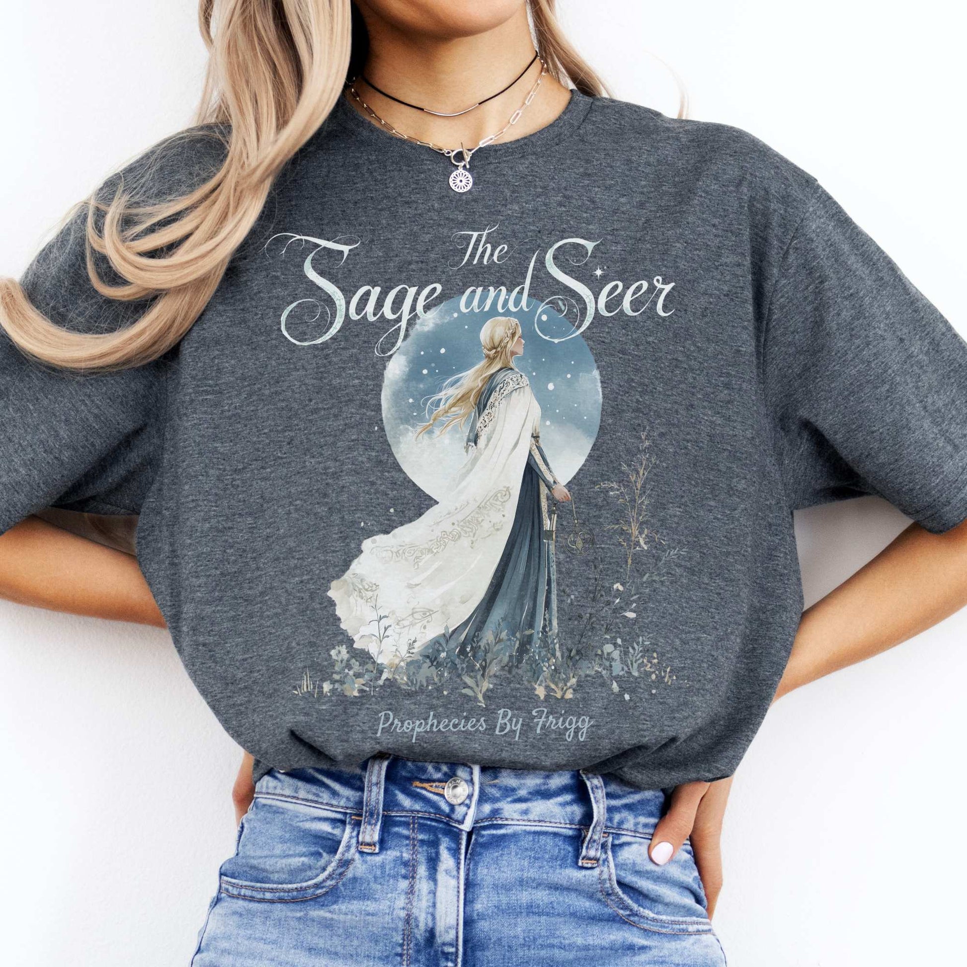 The Sage and Seer Prophecies by Frigg Norse Goddess Shirt Dark Heather / S T-Shirt The Mystic Eden Bookish Book Lovers