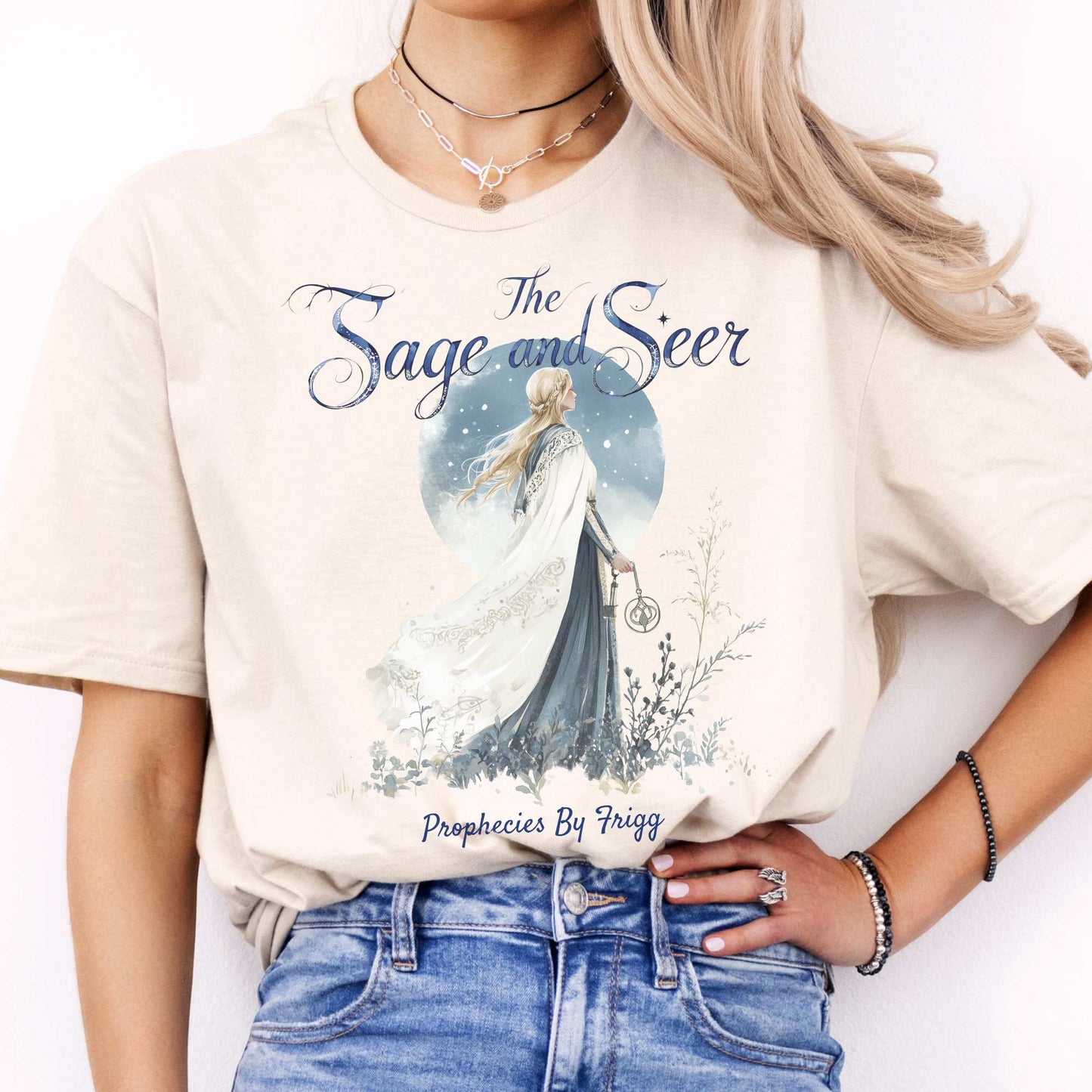 The Sage and Seer Prophecies by Frigg Norse Goddess Shirt Natural / S T-Shirt The Mystic Eden Bookish Book Lovers