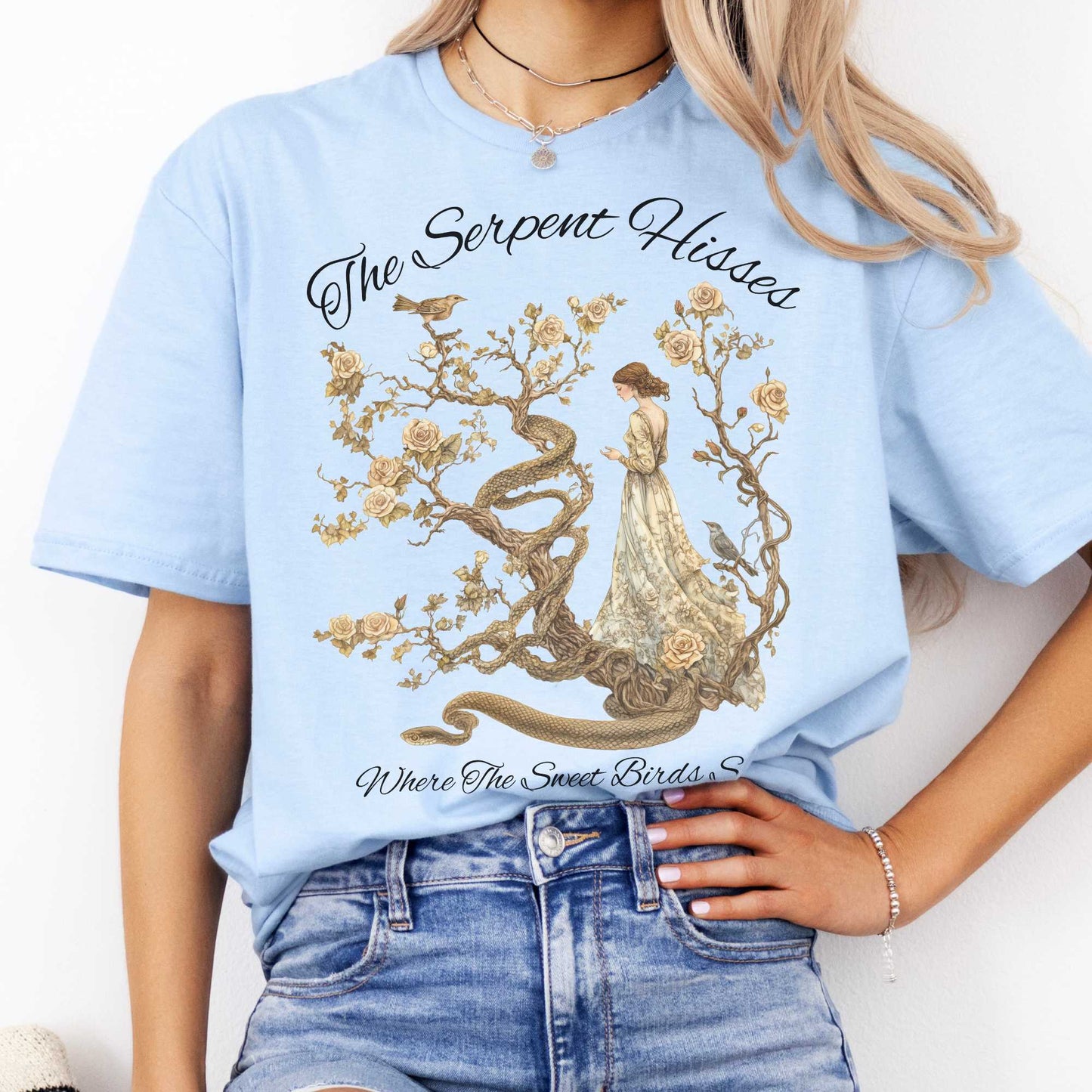 The Serpent Hisses Where the Sweet Birds Sing - Tess of the D'Urbervilles Shirt Light Blue / S T-Shirt The Mystic Eden Bookish Book Lovers