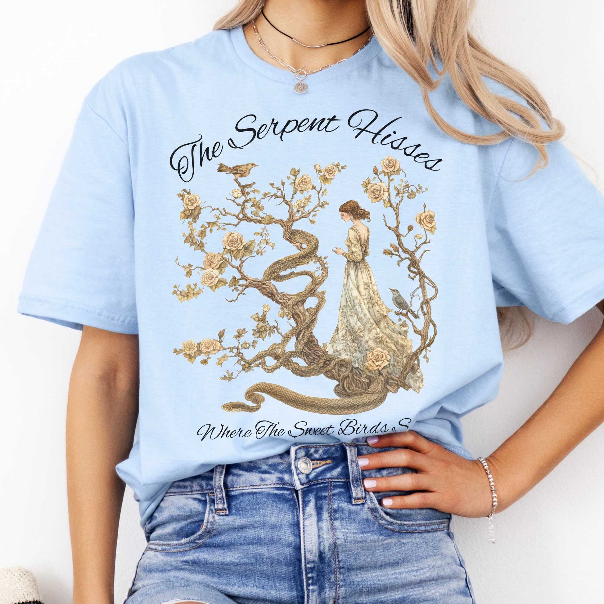 The Serpent Hisses Where the Sweet Birds Sing - Tess of the D'Urbervilles Shirt Light Blue / S T-Shirt The Mystic Eden Bookish Book Lovers