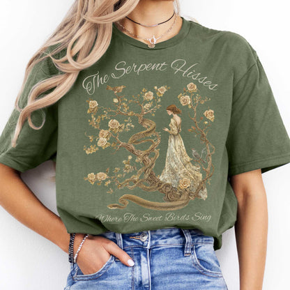 The Serpent Hisses Where the Sweet Birds Sing - Tess of the D'Urbervilles Shirt Military Green / S T-Shirt The Mystic Eden Bookish Book Lovers